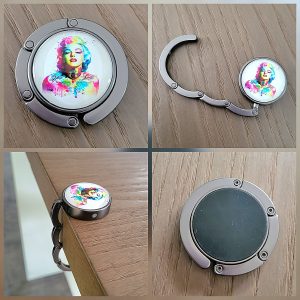 Porte Sac à main, acier et cabochon, anthracite - Marilyn 6