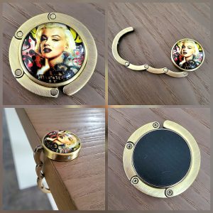 Porte Sac à main, acier et cabochon, brossé - Marilyn 2