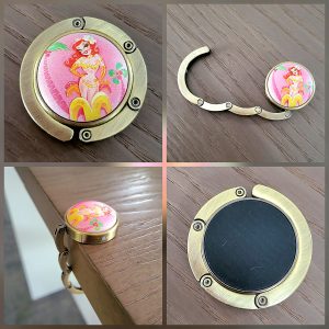 Porte Sac à main, acier et cabochon, brossé - Pin'Up Tiki