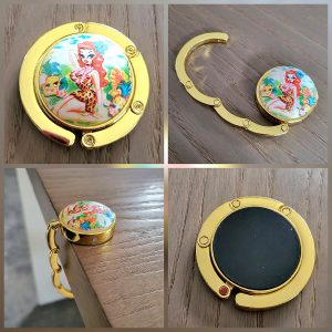 Porte Sac à main, acier et cabochon, doré - Pin'Up Tiki 2