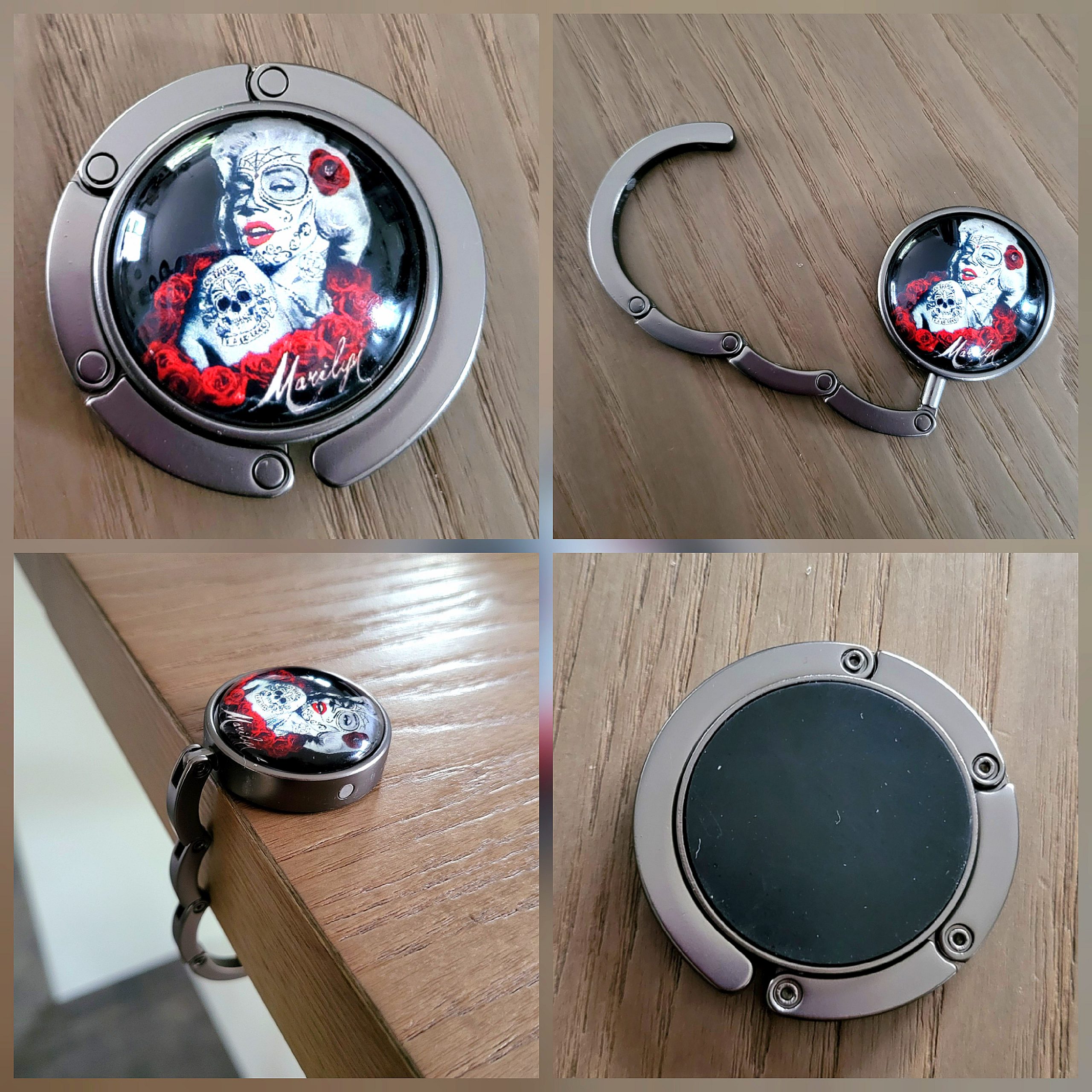 Porte Sac à main, acier et cabochon, anthracite - Marilyn 5