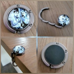 Porte Sac à main, acier et cabochon, anthracite - Marilyn et Audrey