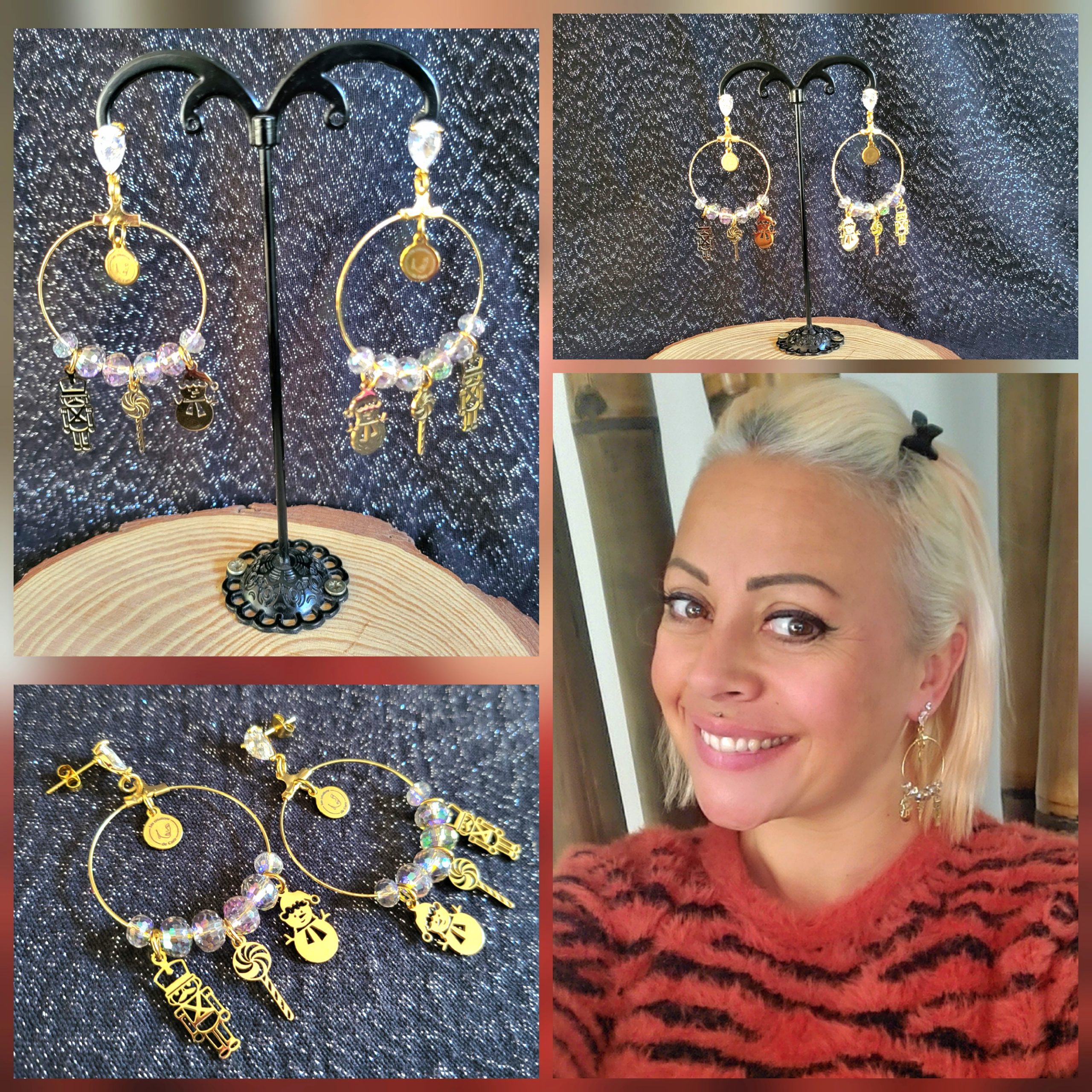 Boucle acier doré et Cristaux de Moissanite - Magie de Noël 2