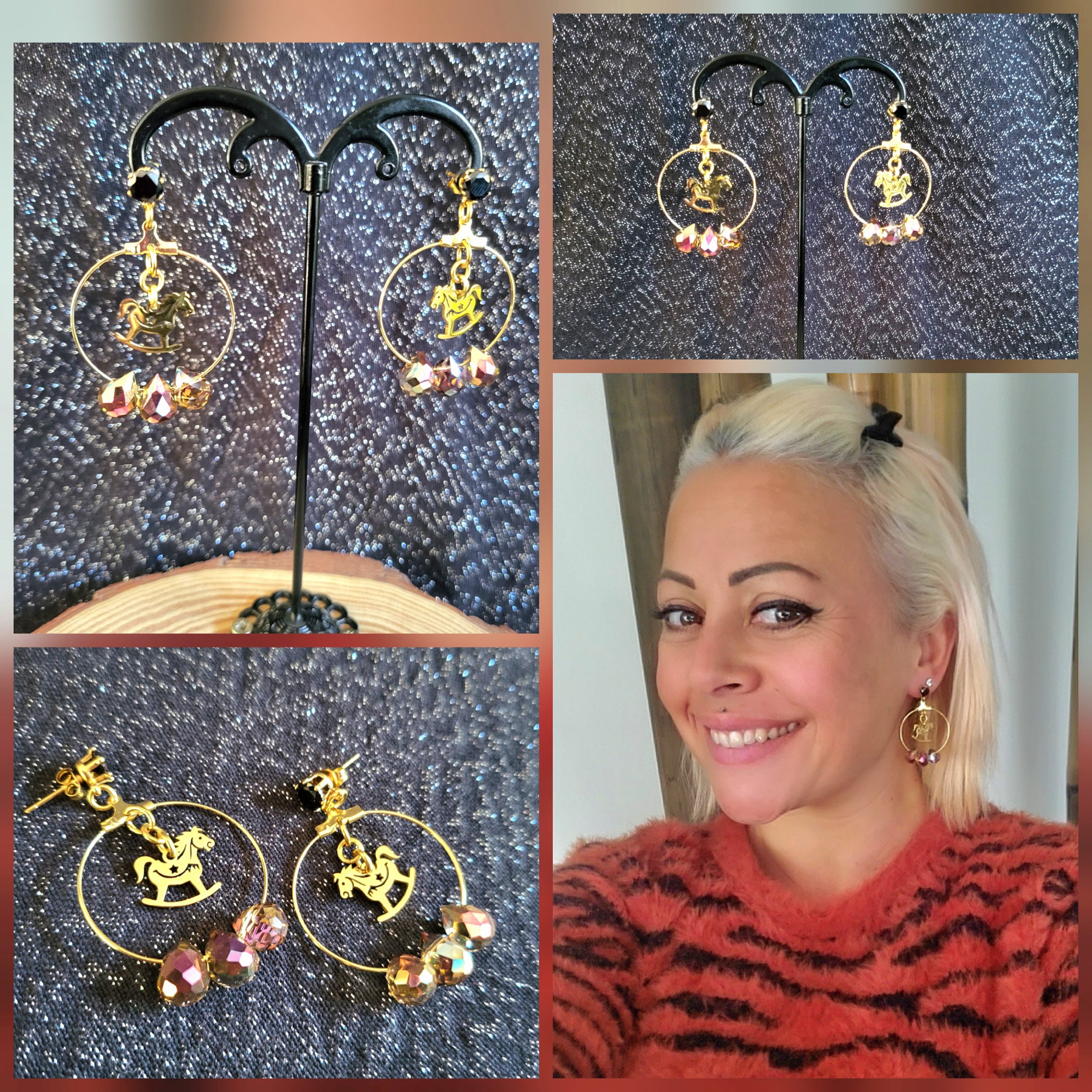 Boucle acier doré et Cristaux de Moissanite - Magie de Noël 3