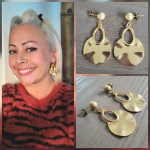 Boucle d'oreille acier martelé doré - Lannah 1