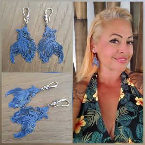 Boucle d'oreille filigrane et crochet Zirconium - Aquatique 1