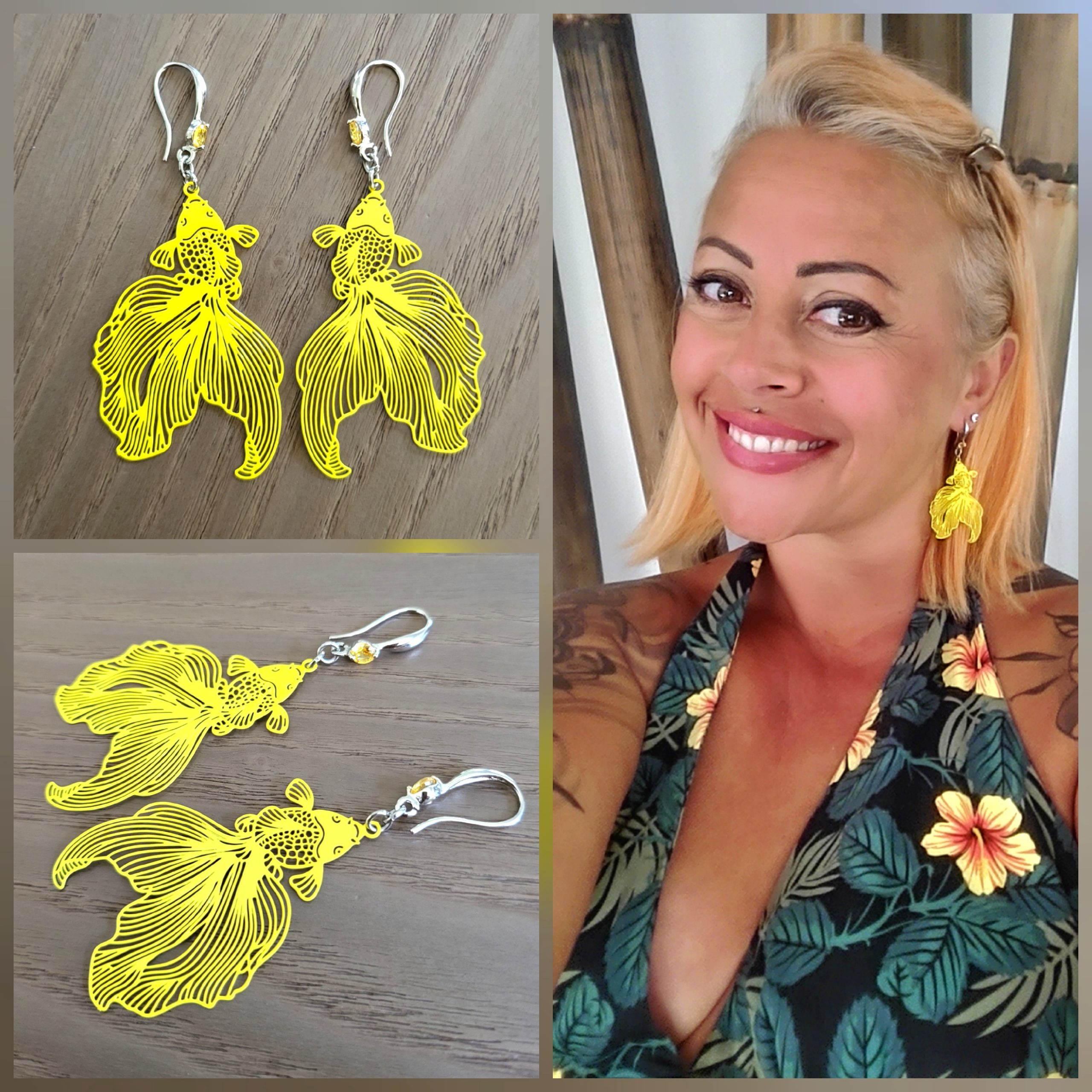 Boucle d'oreille filigrane et crochet Zirconium - Aquatique 2