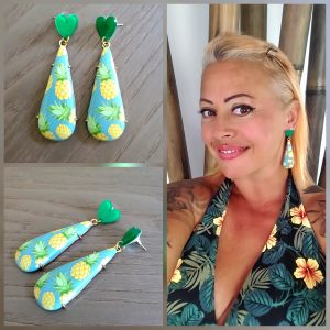 Boucle d'oreille en résine Tropicale Exotique - Piña