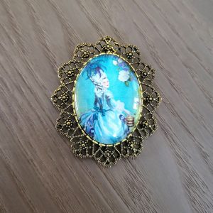 Grosse broche cabochon, doré vieilli Rétro - La Marquise