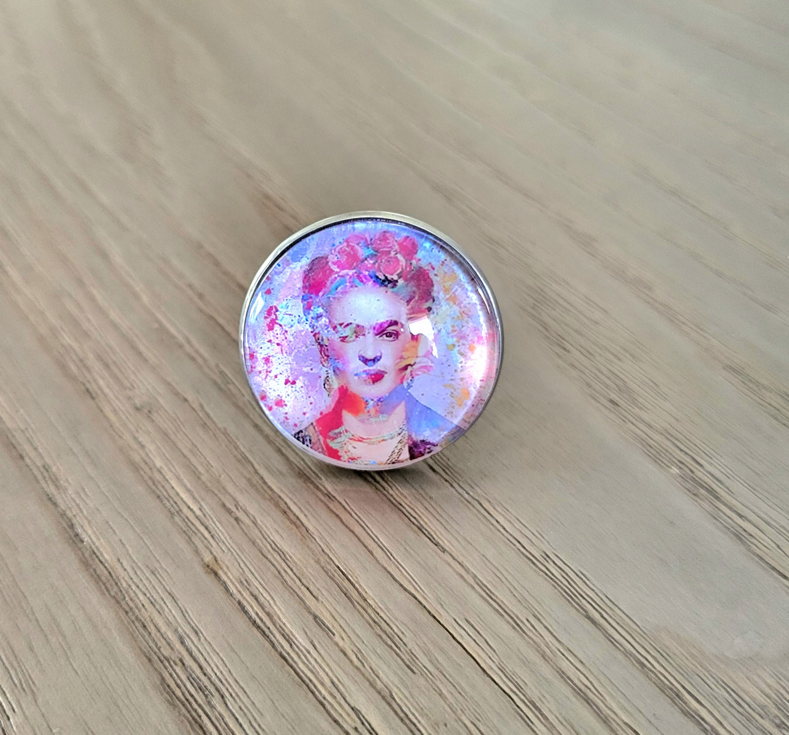 Bague ajustable, en acier inoxydable argenté - Frida Kahlo