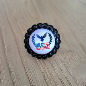 Bague cabochon, ajustable métal noir - USA