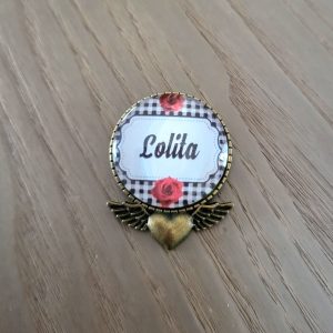 Broche cabochon, bronze Rétro Pin' Up - Lolita