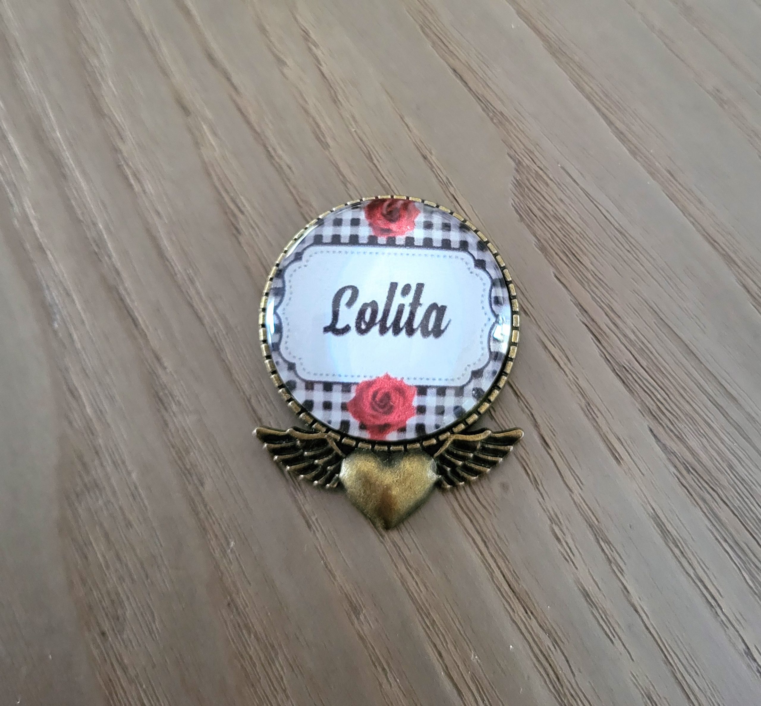 Broche cabochon, bronze Rétro Pin' Up - Lolita
