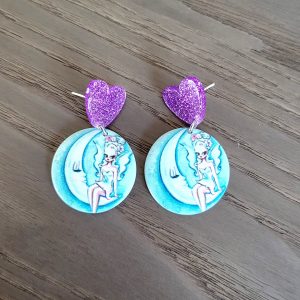 Boucle d'oreille légère, résine imprimée - Pin' Up 2
