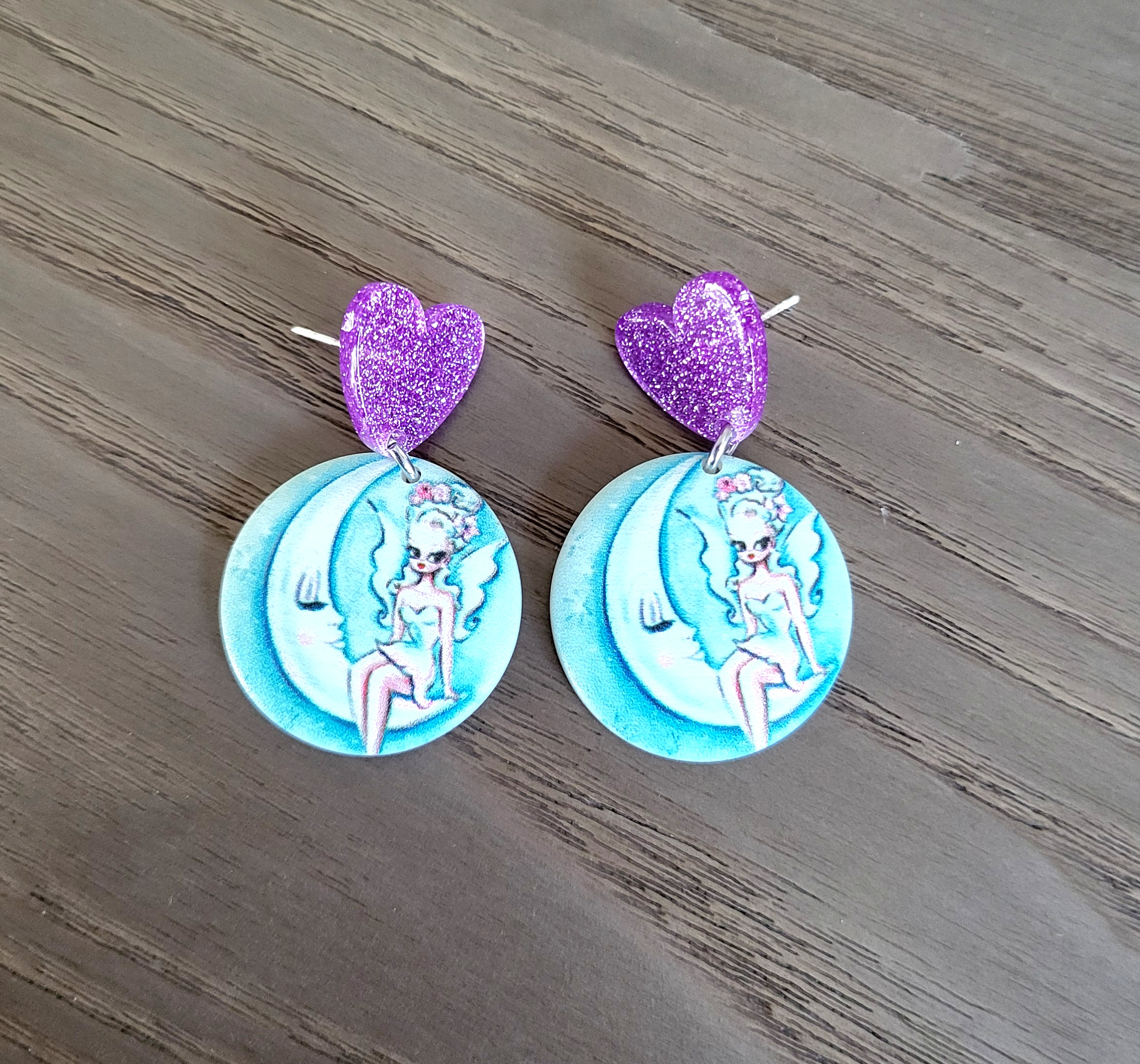 Boucle d'oreille légère, résine imprimée - Pin' Up 2