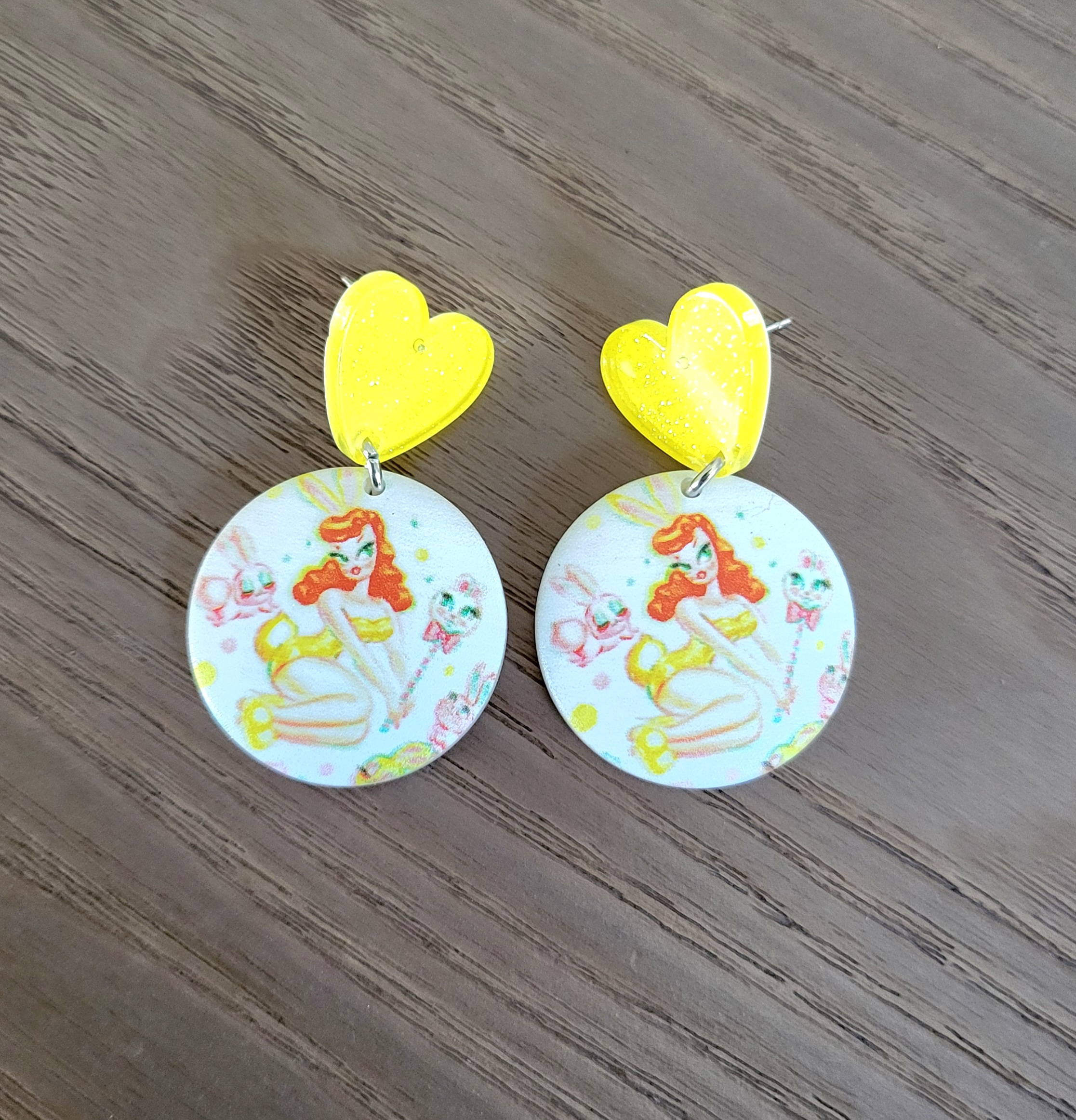 Boucle d'oreille légère, résine imprimée - Pin' Up 1