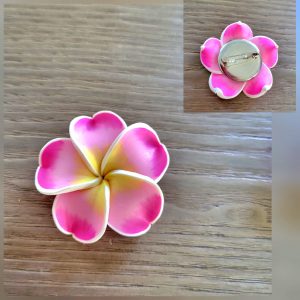 Broche fleur de Tiaré, pâte polymère - Tiki 3