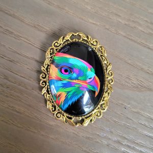 Grosse broche cabochon, Animal sauvage - Aigle Pop Art
