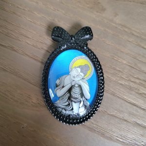 Broche ovale cabochon, noire - Sagesse et Spiritualité