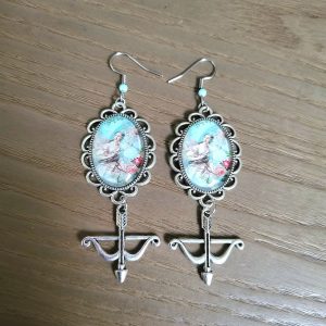 Boucle d'oreille Rétro Vintage, cabochon, crochet acier - l'Antiquité