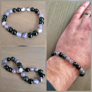 Bracelet Agate choco et Obsidienne 8 mm - Force et Apaisement - Taille 2