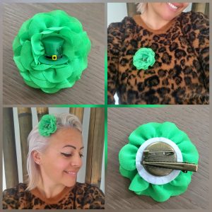 Broche et Fleur de cheveux verte St Patrick - Chapeau