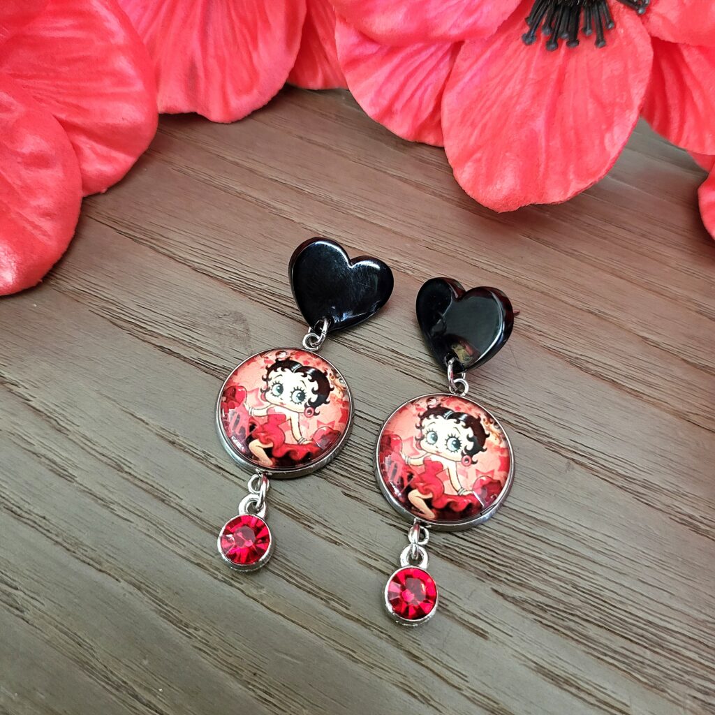 Boucle BETTY BOOP, cabochon et Cristal Zircon - Broadway