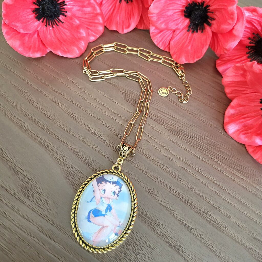 Collier BETTY BOOP style baroque, pendentif cabochon - SAILOR