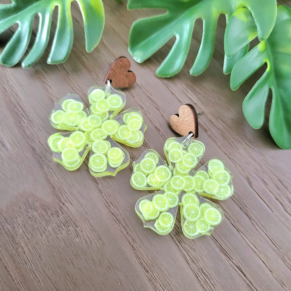 Boucle d'oreille résine fruitée - Citron jaune